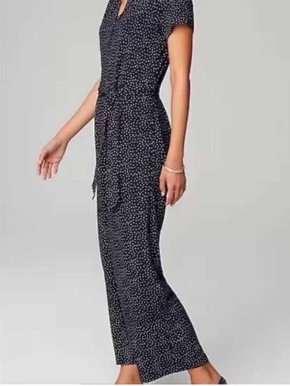 J. Jill Navy and White Polka Dot Jumpsuit